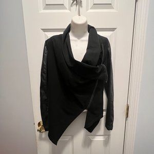 Blank nyc XS black asymmetrical  zipper drape moto vegan leather jacket